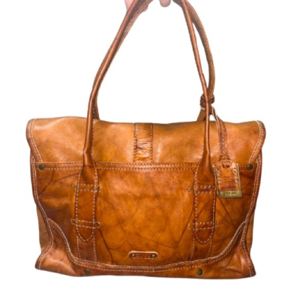 Frye Campus Satchel, Women's Campus Hobo Bag, 100% Dakota Red Burnt Leather - Picture 13 of 15